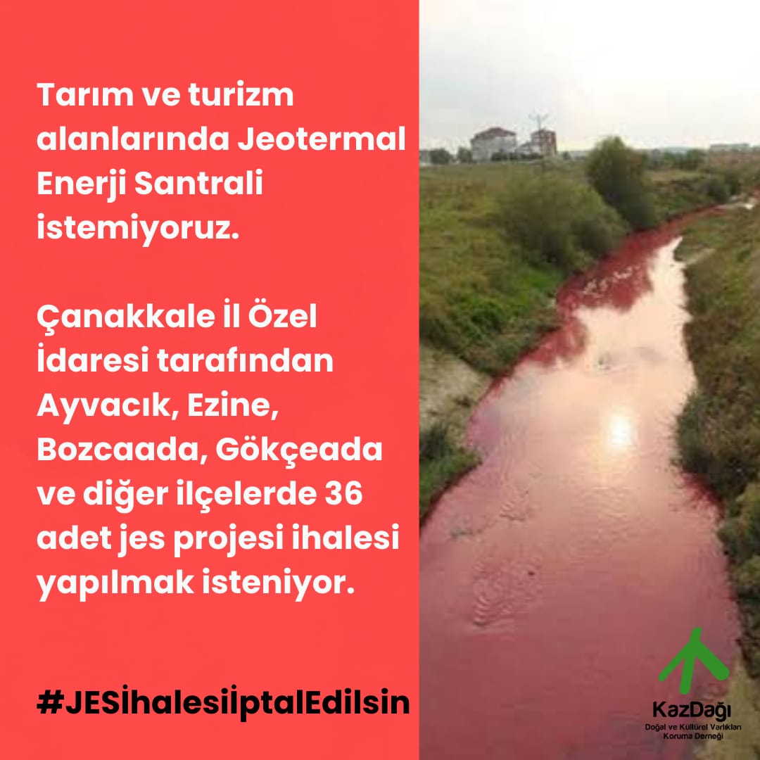 kazdagikoruma's tweet photo. Tarım ve turizm alanlarında Jeotermal Enerji Santrali olmaz!

Çanakkale İl Özel İdaresi tarafından, il genelinde 36 adet yeni jes projesi ihale edilecek. @CanakkaleGovTr
#JesİhalesiİptalEdilsin https://t.co/s7bIPXykic
