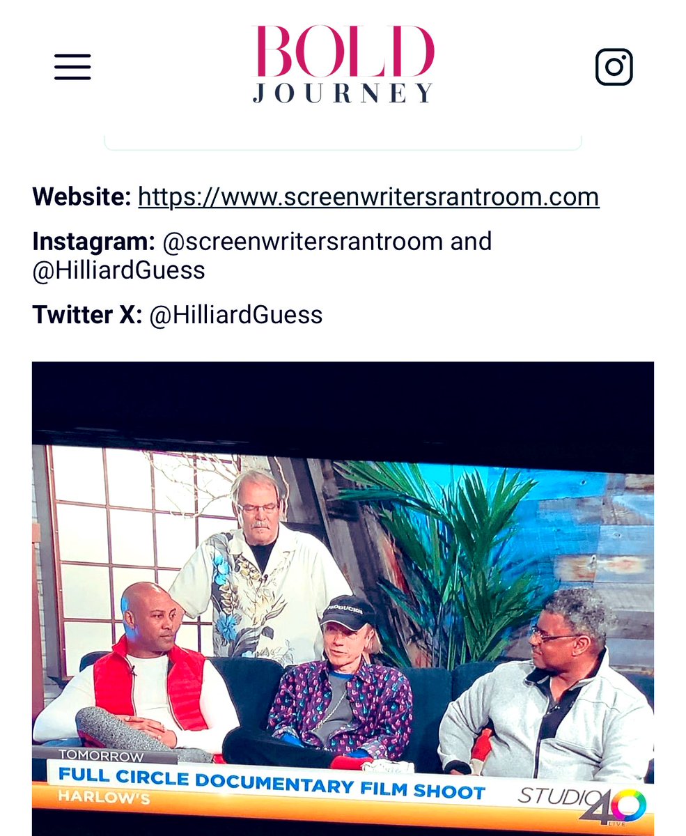 HilliardGuess's tweet photo. Yo #screenwritingcommunity check out my new interview in “Voyage’s Bold Journey Series”

Link:
https://t.co/RGKBPl6Yeq

#writerproducer #screenwritingadvice #screenwriting #boldjourneyseries #wgaw

https://t.co/a6oazdDT8C https://t.co/dZ8kjP2pMJ