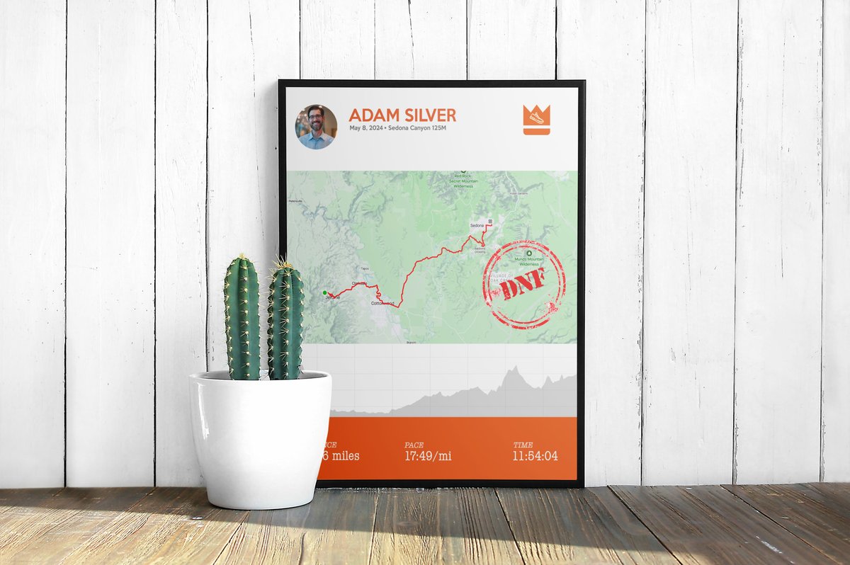 ICYMI: I've had two DNFs this year. Yep, total bummer! But I still created &amp; ordered my Personalized Strava Map w/the “DNF” stamp. Why? Because every run tells a story &amp; motivates you to keep pushing.

Create yours at runadam.run/psm! 

#Running #Motivation #Strava