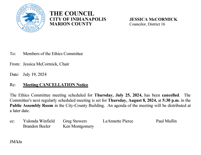 The notices for committees scheduled to meet this week, July 22-26, can be found on our website: bit.ly/3DlaZNV.  Watch live on Government TV or stream live at bit.ly/3oRNf05.

Follow <a href="/IndyCouncil/">Indianapolis City-County Council</a> for live updates!