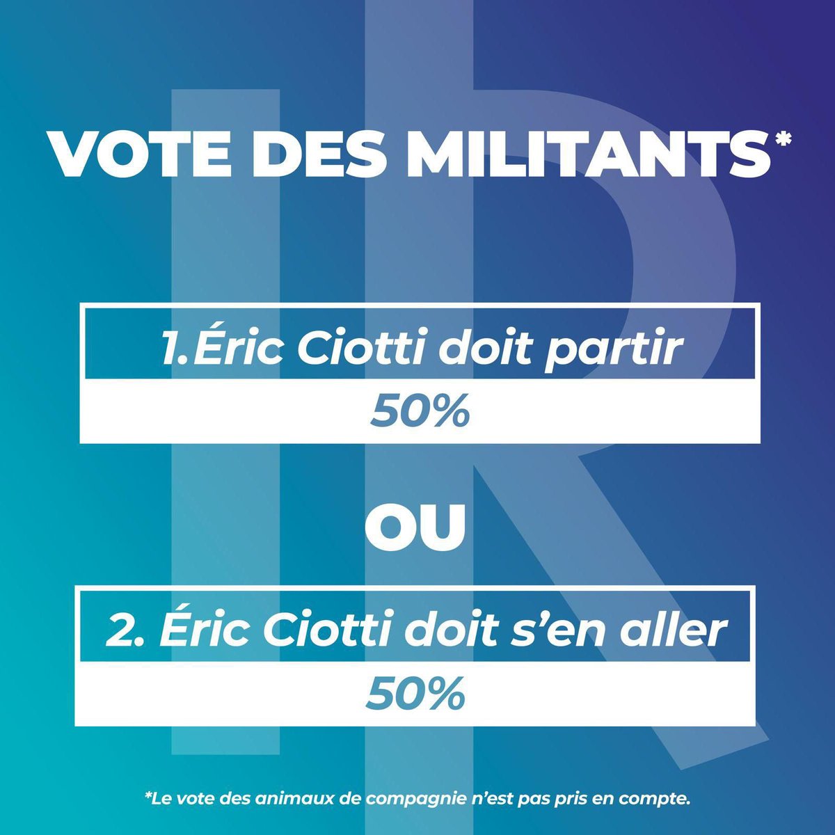 CorradiLea's tweet image. Quand @ECiotti annonce un vote des adhérents en septembre…. 

#SPOILERS 

Les résultats :