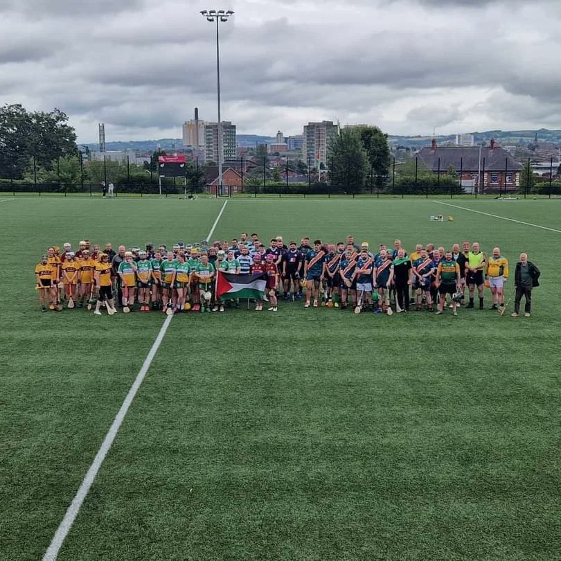 MitchelsBelfast's tweet photo. Despite it being many years since we last picked up the ash, it was a pleasure to be part of the  7-a-side blitz organised by Gaels Against Gen Genocide hosted at Spórlann na hÉireann. 

All proceeds going to Medical Aid for Palestinians. 

Well done everyone!! https://t.co/EsffDXVzj2