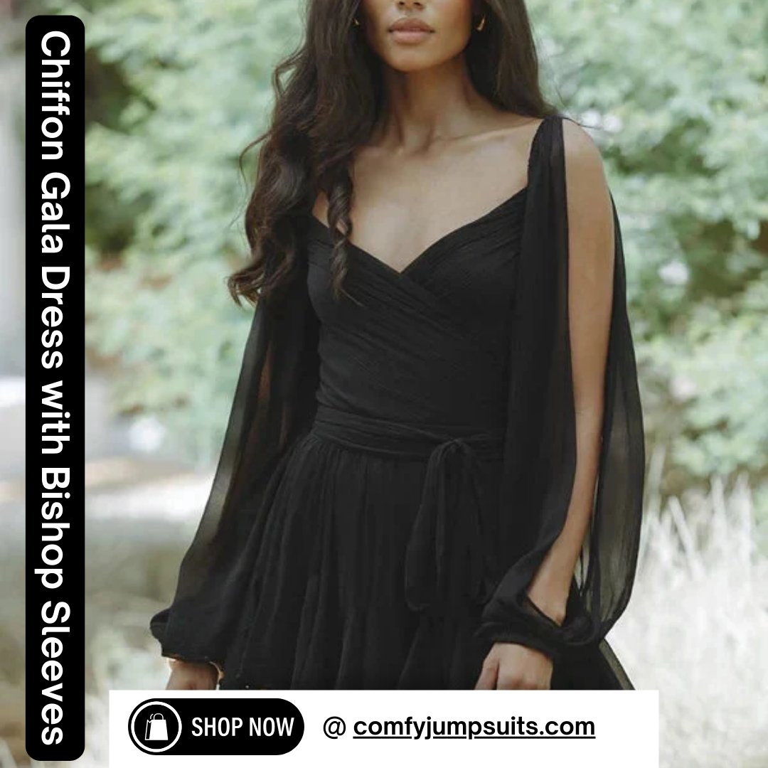 ComfyJumpsuits's tweet image. Make a statement with our Chiffon Gala Dress with Bishop Sleeves! ✨👗 This stunning dress features elegant bishop sleeves and a flowing chiffon fabric that exudes sophistication and grace. 
Shop Now: comfyjumpsuits.com/collections/sh…
#comfyjumpsuits #galadress #bishopsleeves