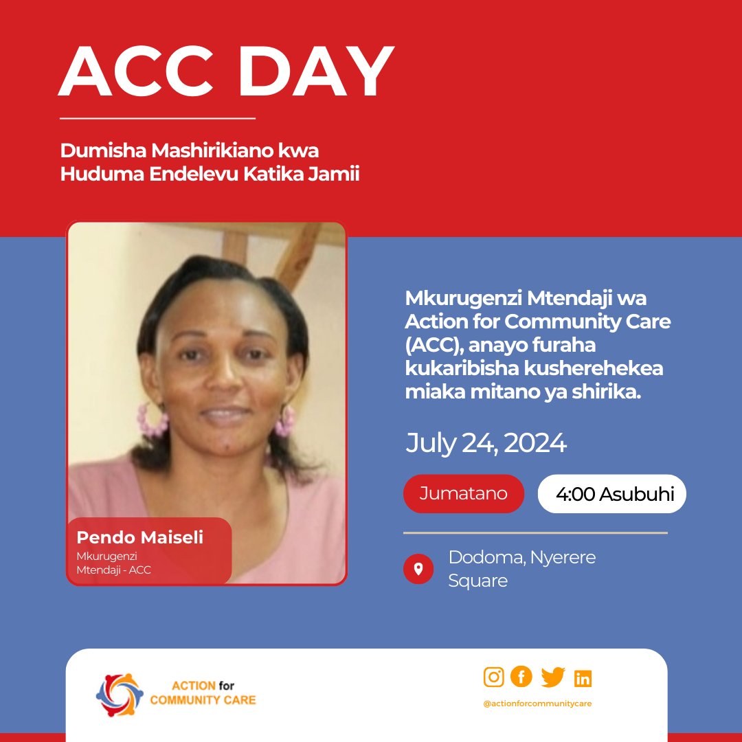 acc_255's tweet photo. The Executive Director of Action for Community Care (ACC) is thrilled to invite you to join us in celebrating our five-year anniversary. Thank you for your unwavering support and collaboration. Here's to many more years of making a positive impact! ❤️#ACCAnniversary https://t.co/V1l6tJunJT