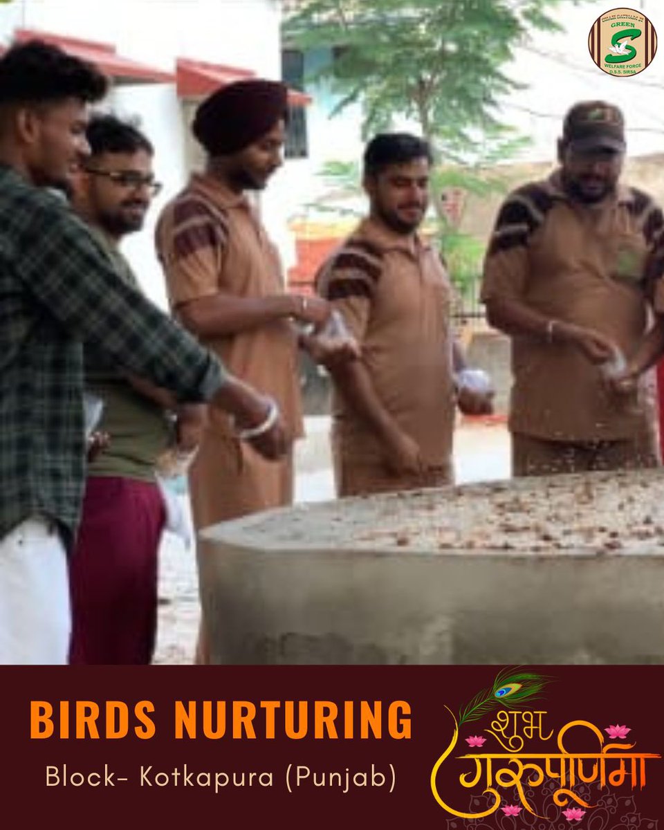GreenSwelfares's tweet photo. Shah Satnam Ji Green ’S’ Welfare Force Wing volunteers turned #GuruPurnima into a symphony of compassion! From nurturing young minds with stationery to caring for feathered friends, they've painted the day with hues of kindness. Their actions are a harmonious echo of Saint Dr. MSG's teachings, proving that even the smallest gestures can create the biggest impact. #BookBank #BirdsNurturing #WaterForAll