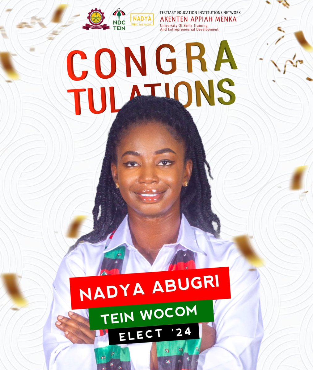 TeinAamusted's tweet photo. ATTENTION❗
Nadya Abugri is the new Tein Wocom Elect ✅

Congratulations madam 🎉🎉 https://t.co/HPaJIRWzlW