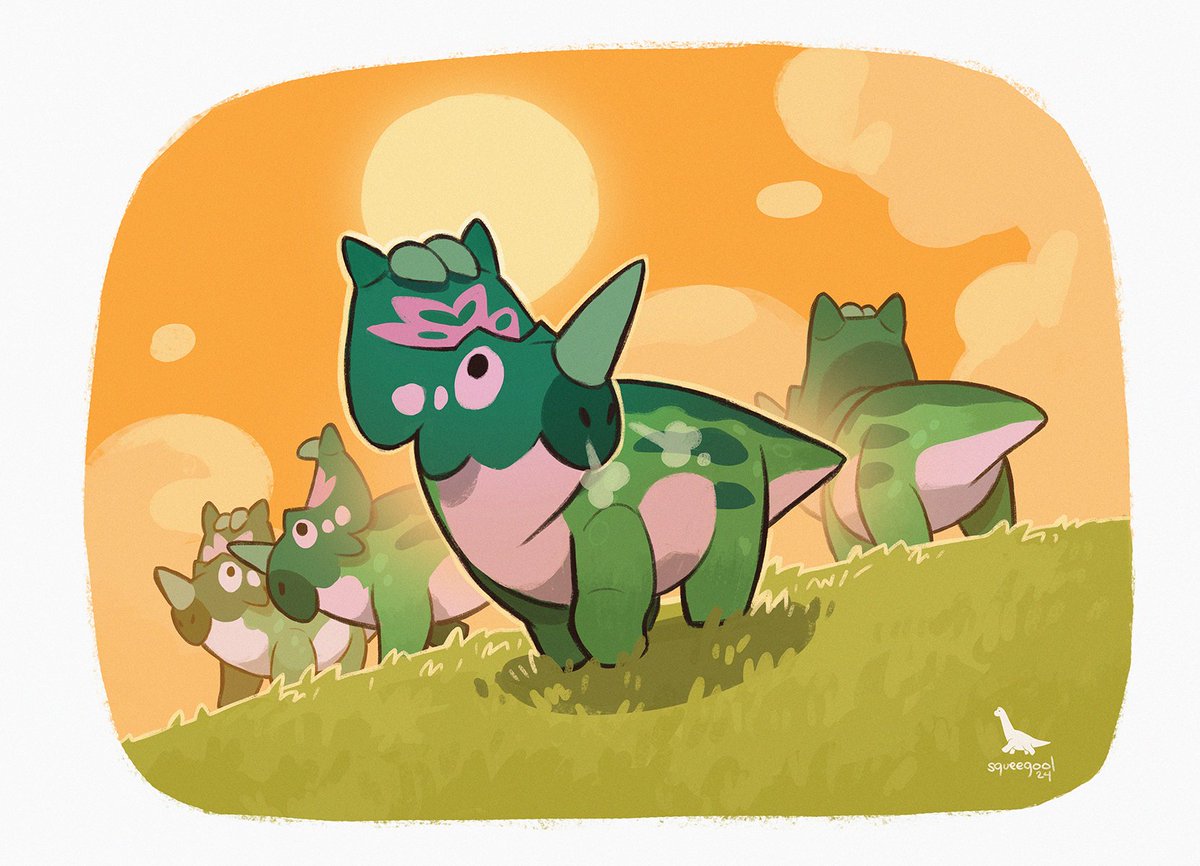 「Centrosaurus herd#centrosaurus #paleoart」|Squeegool🏳️‍🌈 MAR 4-5 #KOMIKET2023のイラスト