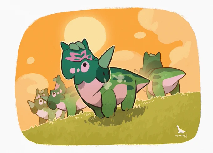 Centrosaurus herd#centrosaurus #paleoart#dino 