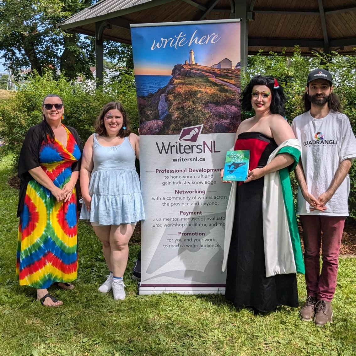 WOW – What an amazing crowd at Bannerman Park this weekend to celebrate Pride Week in St. John's. 😍

WritersNL was @ the Park with our friends at <a href="/TheQuadNL/">Quadrangle NL</a> &amp; <a href="/StJohnsPrideNL/">St. John's Pride</a> for a special edition of Drag Story Time!

L-R: Jen Winsor, Hannah Jenkins, Liezel Hues, Charlie Murphy