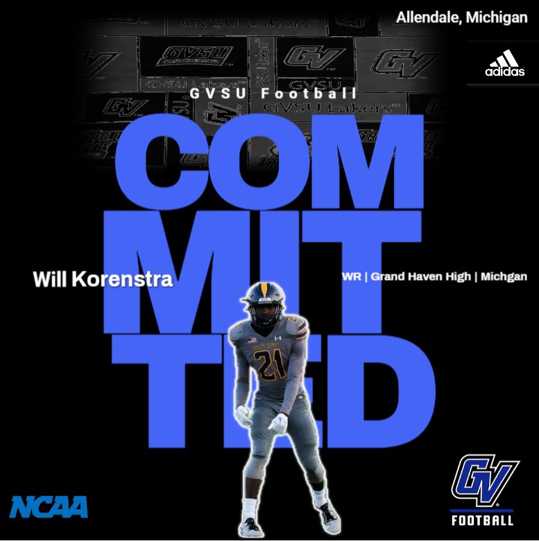 Will Korenstra (@wkorenstra) on Twitter photo After talking to my family, I am exited to announce my commitment to <a href="/gvsufootball/">GVSU Football</a>! I’d like to thank everyone for the support. Lastly I’d like to thank God for this blessing to play at the next level. ⚓️🆙
<a href="/CoachWooster/">Scott Wooster</a> <a href="/CoachOlsonGVSU/">Coach Ryan Olson</a> <a href="/coachbieds/">Andrew Biedenbender</a> <a href="/CoachCarsonWR/">Nate Carson</a> <a href="/GHBucsFootball/">Grand Haven Bucs Football</a> After talking to my family, I am exited to announce my commitment to <a href="/gvsufootball/">GVSU Football</a>! I’d like to thank everyone for the support. Lastly I’d like to thank God for this blessing to play at the next level. ⚓️🆙
<a href="/CoachWooster/">Scott Wooster</a> <a href="/CoachOlsonGVSU/">Coach Ryan Olson</a> <a href="/coachbieds/">Andrew Biedenbender</a> <a href="/CoachCarsonWR/">Nate Carson</a> <a href="/GHBucsFootball/">Grand Haven Bucs Football</a>