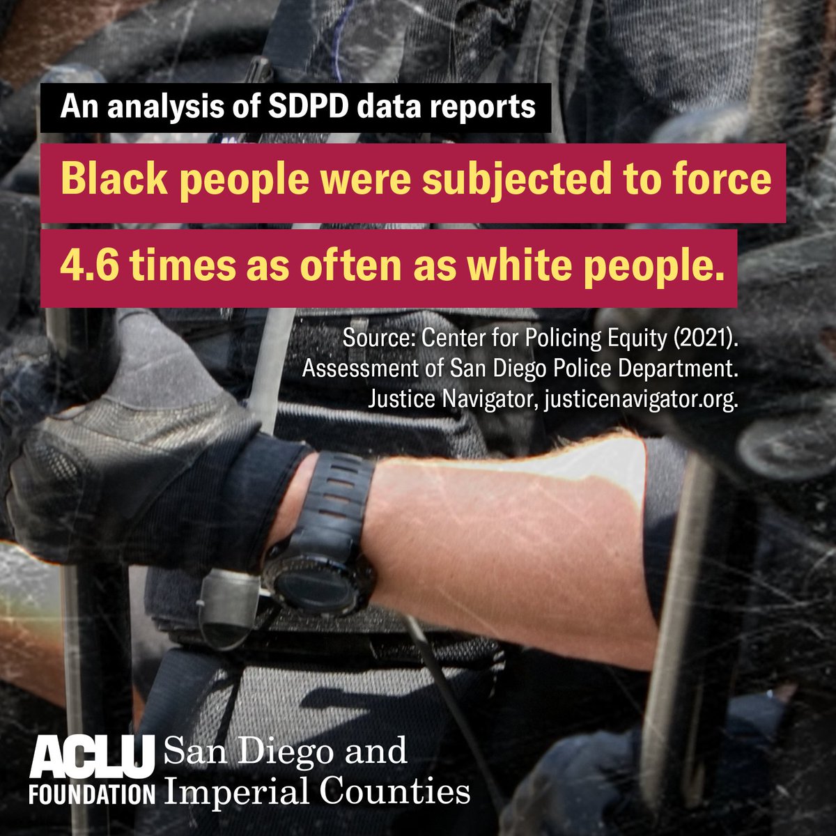 A Center for Policing Equity report analyzed San Diego Police Department (SDPD) data, and the results illuminate the continual mistreatment SDPD inflicts on Black communities in San Diego.

justicenavigator.org/report/sandieg…