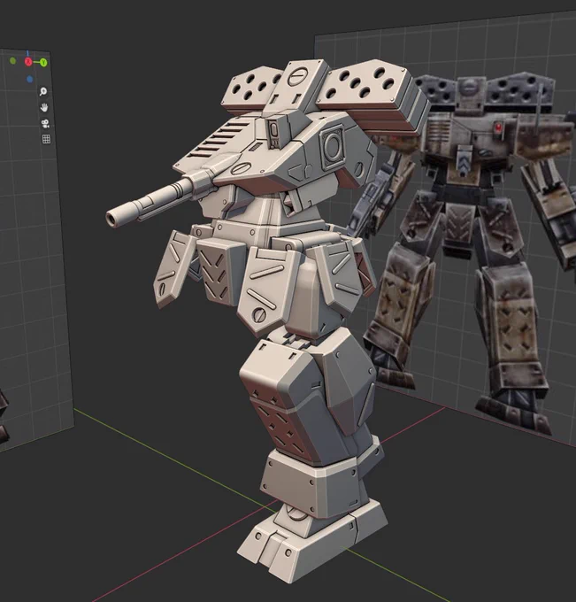 ["Elephant" MT project update]Got the skirting worked out. Not perfect but I made some creative decisions to simplify their mounting points and make more room for the thigh. #armoredcore #アーマードコア 