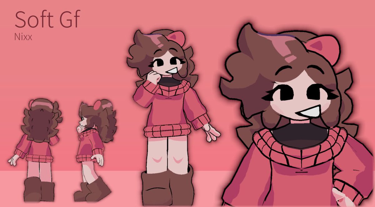 Nixx111's tweet image. Soft Gf for sale for $30! includes the model below and five expressions! dm me on discord if interested! discord: _._nixx_._
#fnfsoft #softmod #softgf