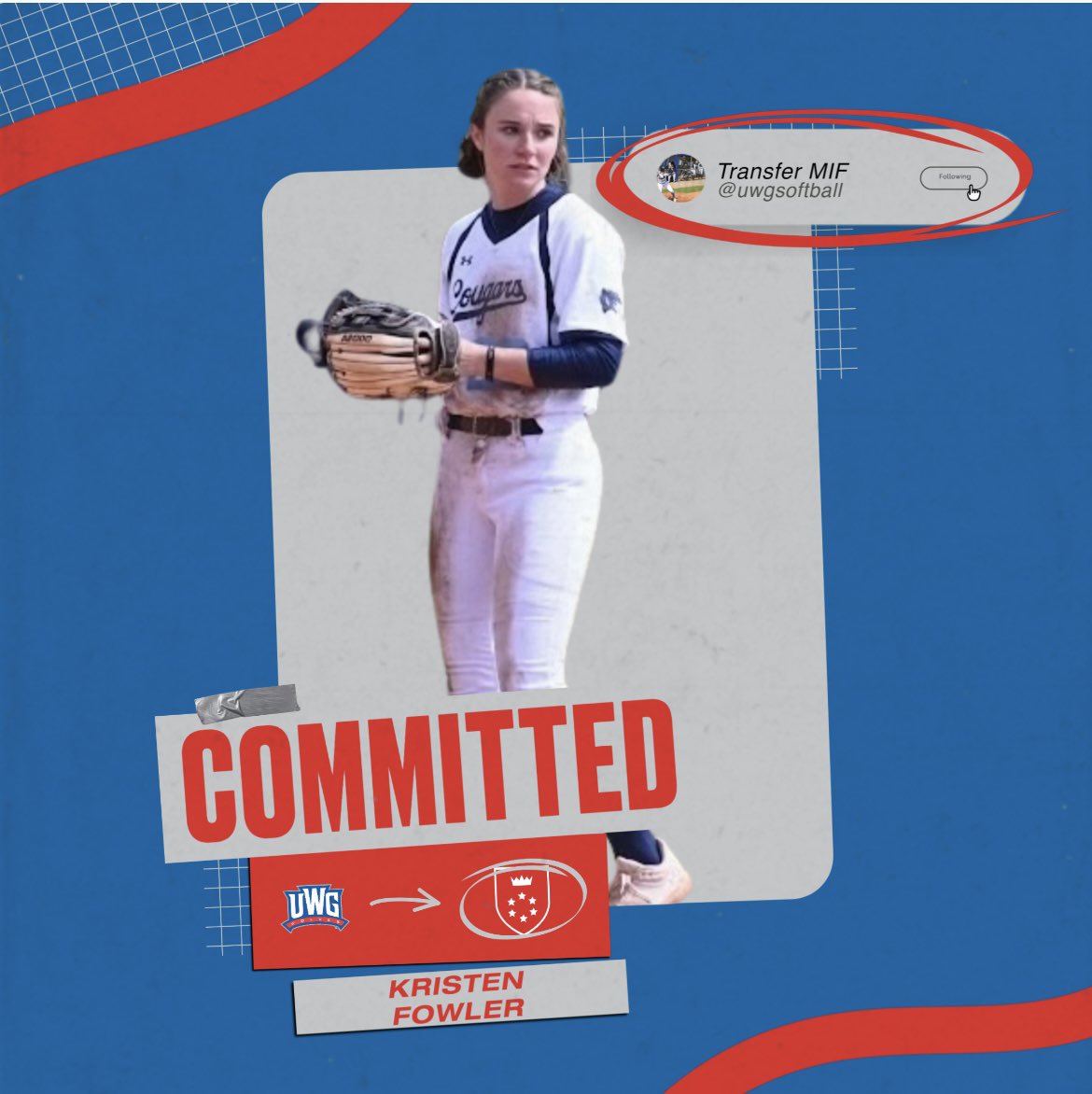 Welcome Kristen Fowler a transfer from Cleveland state. A Middle Infielder, from Dade County, Georgia. She is planning to major in Psychology with a minor in coaching !  THIS OR THAT : 
Mexican ⬅️ or Italian 
Beach or ➡️Mountains
Summer ⬅️ or Fall
Ice cream ⬅️ or cookies