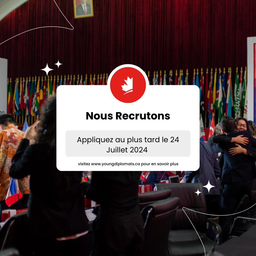 🚨 Dernière chance de postuler pour rejoindre l'équipe exécutive des JDC !

Vous voulez contribuer à créer des opportunités et à ouvrir des portes pour les jeunes leaders du Canada ?

Posez votre candidature pour avant ce mercredi 24 juillet à 23h59 PST : youngdiplomats.ca/get-involved