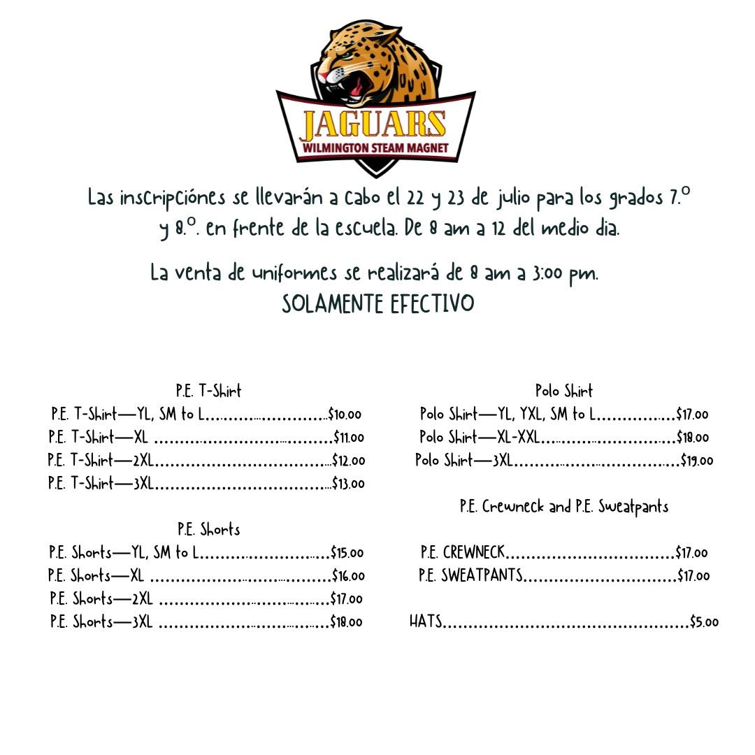 WMSsteamMagnet's tweet photo. School Uniforms and P.E. Clothers Prices / Precios de uniforme escolar Y ropa de education fisica https://t.co/Y23fNesOdi https://t.co/ys5G0591sw