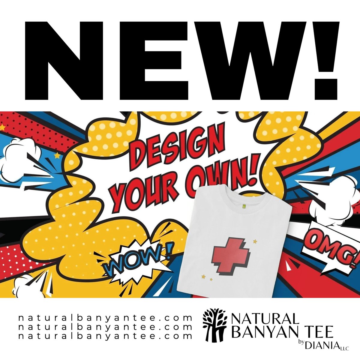 NaturalBanyanT's tweet photo. Unleash your creativity with Natural Banyan Tee's new "Design Your Own Product" feature! Print your unique designs on t-shirts, hoodies, bags, mugs, and more. Easy, fun, and sustainable. Start designing now! 
#DesignYourOwn #CustomFashion #NaturalBanyanTee #SustainableStyle https://t.co/WBvB9A4BEf