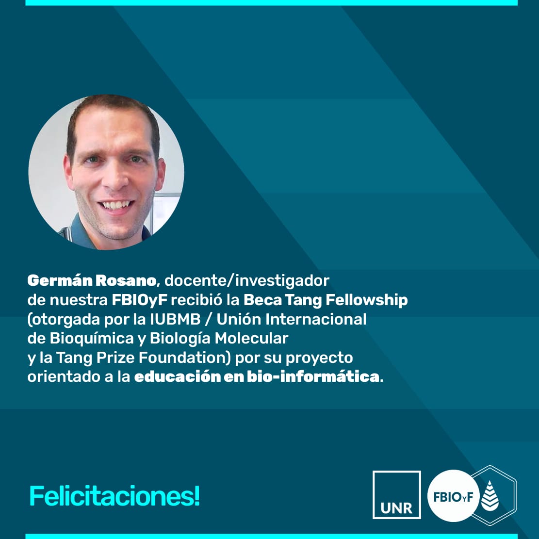 FBIOyF UNR Facultad Cs Bioquímicas y Farmacéuticas (@fbioyfunr) on Twitter photo 🏆RECONOCIMIENTO INTERNACIONAL: BECA POR PROYECTO ORIENTADO A EDUCACIÓN EN BIO INFORMÁTICA
🧑🏼🔬🔬El investigador Dr. Germán Rosano, director de la Especialización en Bioinformática, coordinado en conjunto por la <a href="/fbioyfunr/">FBIOyF UNR Facultad Cs Bioquímicas y Farmacéuticas</a> y la <a href="/agrariasunr/">Agrarias UNR</a> recibió una beca internacional 🏆RECONOCIMIENTO INTERNACIONAL: BECA POR PROYECTO ORIENTADO A EDUCACIÓN EN BIO INFORMÁTICA
🧑🏼🔬🔬El investigador Dr. Germán Rosano, director de la Especialización en Bioinformática, coordinado en conjunto por la <a href="/fbioyfunr/">FBIOyF UNR Facultad Cs Bioquímicas y Farmacéuticas</a> y la <a href="/agrariasunr/">Agrarias UNR</a> recibió una beca internacional
