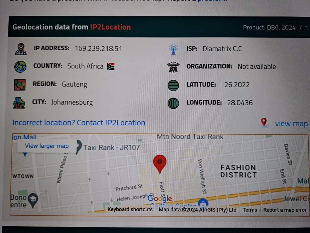 Here is the information that was found through the dig up on SAYouth website. They operate from Downtown Jozi, Corner Eloff and Pritchard and possibly a Nigerian crew running the website.