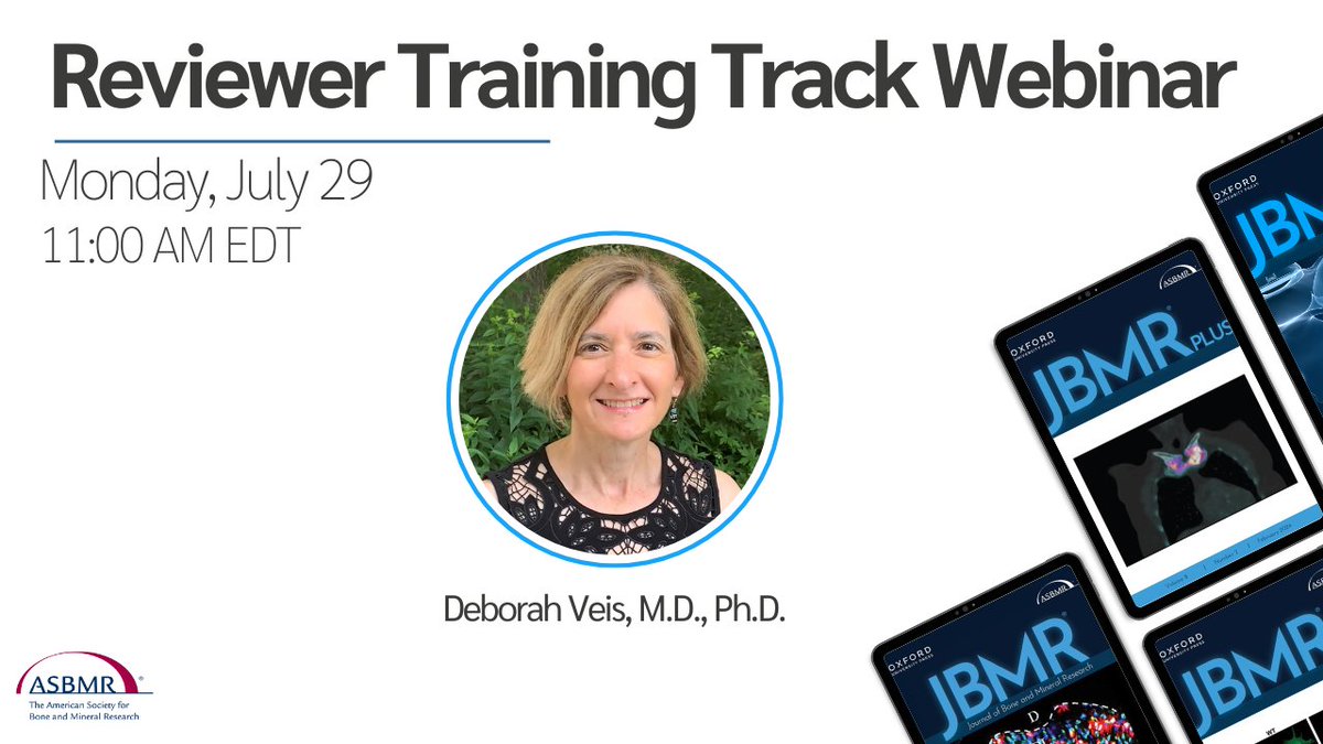 ASBMR's tweet photo. Register today for our next Reviewer Training Track webinar next Monday, July 29 at 11 AM EDT! Join @dveislab as she discusses communication with editors and providing constructive feedback to authors.

Registration open to all ASBMR members: https://t.co/OsijKKvp1b https://t.co/zPQSQ15Kzr