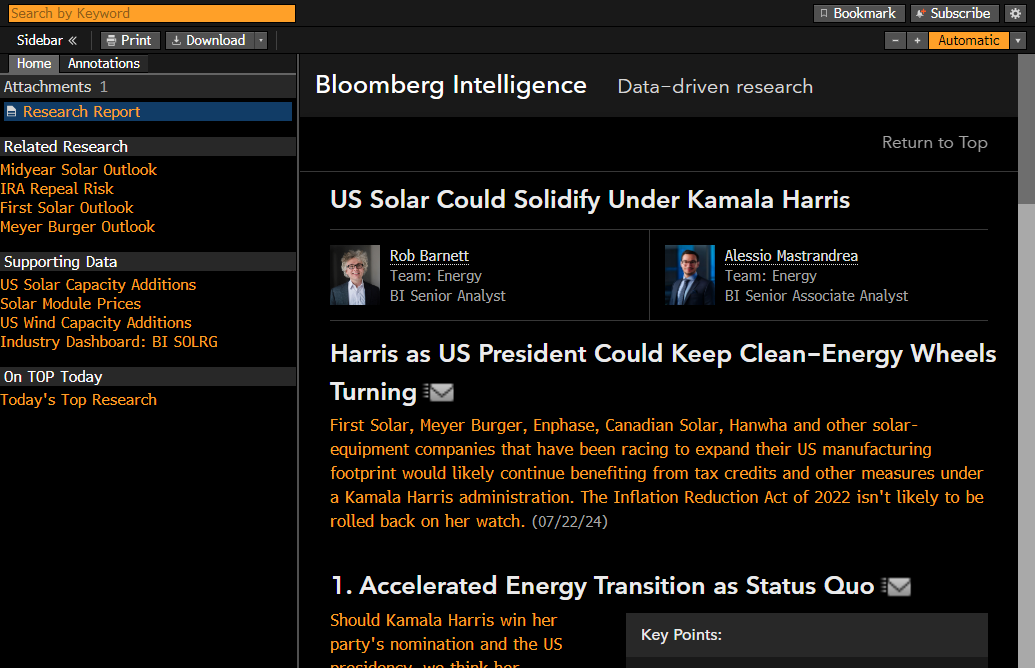 Hey Friends -- Here's a pretty cool example of what I mean when I say <a href="/BBGIntelligence/">Bloomberg Intelligence</a> does "real time research." Make sure to check out our report on the prospect of a Kamala Harris presidency that was lead by <a href="/nathandeanDC/">Nathan Dean</a>  and Andrew Silverman.

Of course; my colleagues