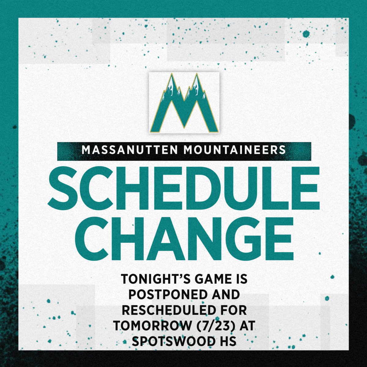 Tonight’s game vs. Stuarts Draft been postponed and moved to tomorrow night due to wet field conditions brought on by last night’s rain.

The field is not currently not playable based on the amount of standing water and extremely wet dirt that was on the majority of the infield.