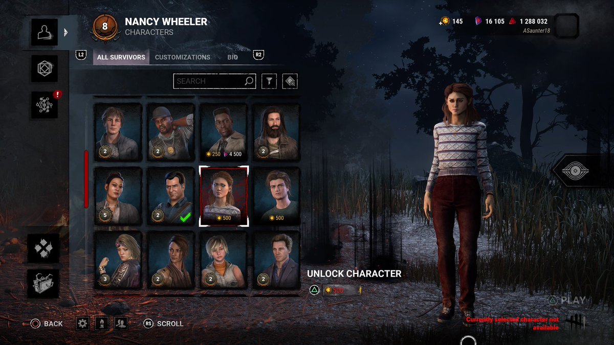 Alfie188's tweet photo. @DeadbyDaylight Cross progression has been great so far only a few issues such as I’m missing some dlcs such as the spirit one and ST which u can see I have her pres 8 but she’s not unlocked? https://t.co/vn7ozJyvYF