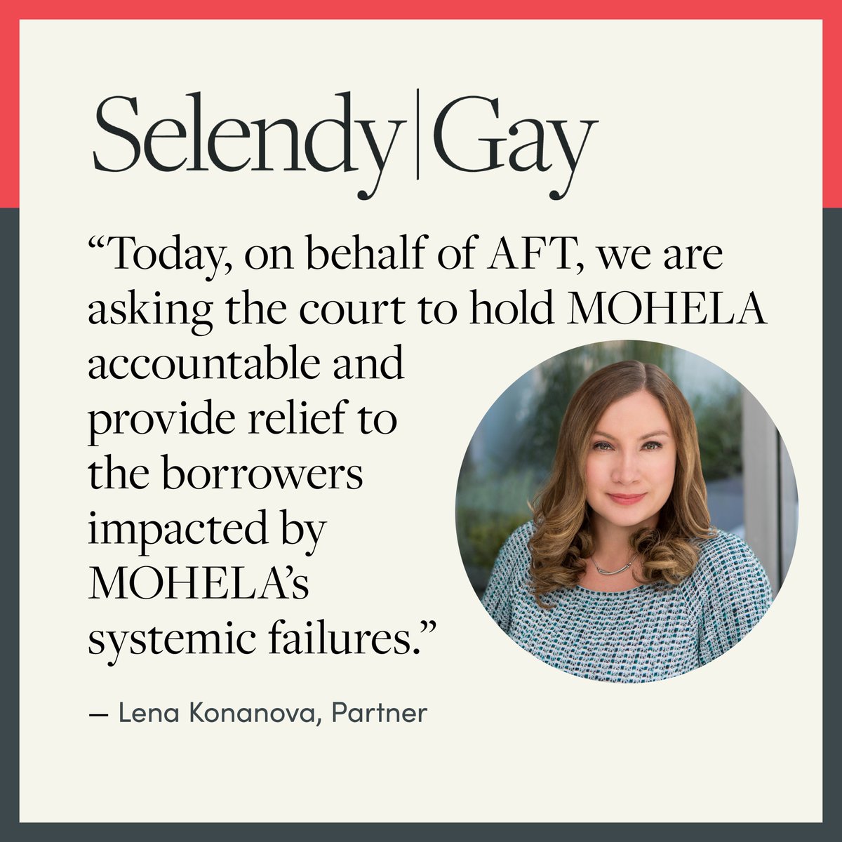 Selendy Gay, together with its partners, filed a complaint in the Superior Court of the District of Columbia against the Higher Education Loan Authority of the State of Missouri (“MOHELA”) on behalf of the AFT. selendygay.com/news/general/2…