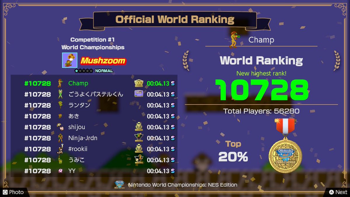 Top 20% for Mushzoom in Nintendo World Championships. Not too shabby! My other numbers weren’t nearly as hot 😂