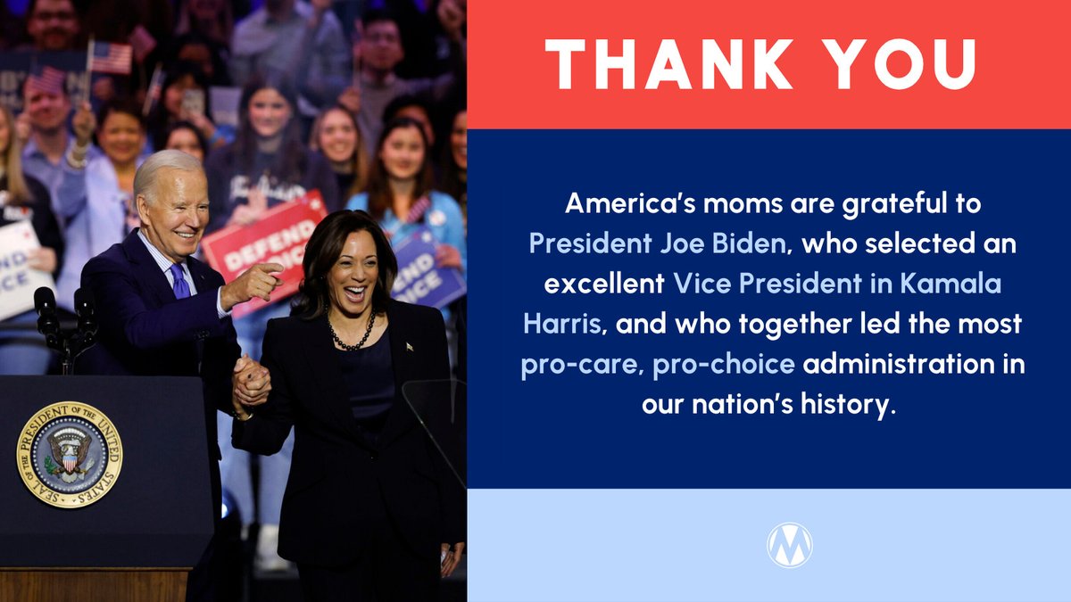 MomsRising's tweet photo. At a moment when our democracy was under unprecedented assault, the Biden/Harris administration stepped up with the mom- and family-centered priorities that lifted our economy and communities alike, visionary leadership, and the hope we needed to heal and thrive. https://t.co/wCjxitGb0Q