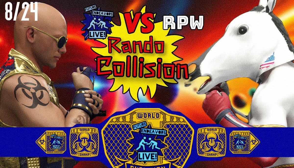 FEL_Wrestling's tweet image. At the Rando Collision
FEL collides with RPW. 
Wastelander vs Work Horse. 
Owner vs Owner
ToxicTrent vs Tug Moocow. 
For the FEL championship.