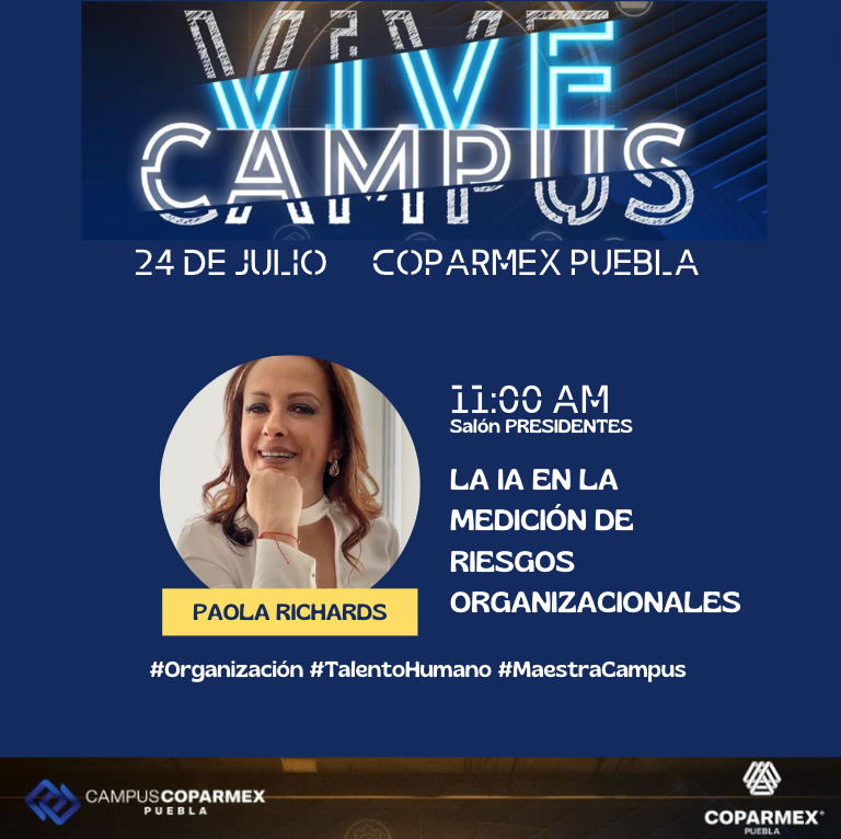 campus_coparmex's tweet photo. Ven a la conferencia de Paola Richard´s de Ovando "La IA en la Medición de Riesgos Organizacionales", #ViveCampus #APuertasAbiertas 

#CampusCOPARMEX CoparmexPuebla

Regístrate en: https://t.co/VIF91FYyVD

📍 COPARMEX - 11 Poniente 1313, Col. Santiago. https://t.co/UcdxVKtqi6