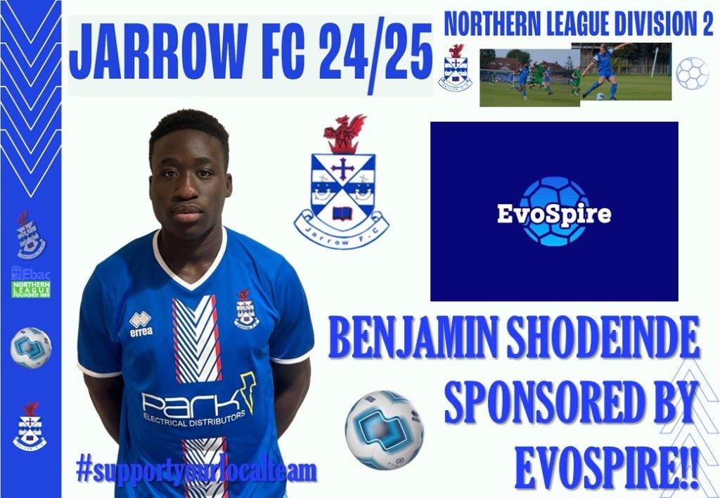 PLAYER SPONSOR! ⚽️

🗣️ “We’d like to thank EVOSPIRE for sponsoring Benjamin Shodeinde.”

Evolve you’re game 
Aspire to beat expectations

#supportyourlocalteam

⚽️🔵⚪️⚽️