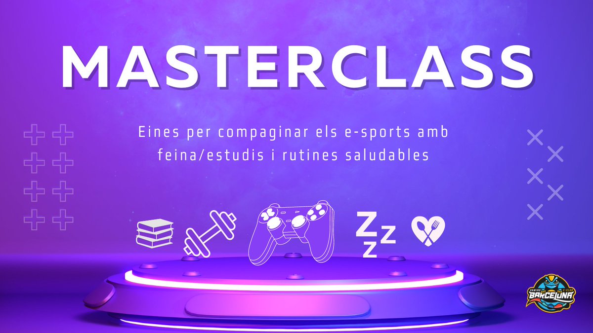📢ORGANITZEM UNA NOVA MASTERCLASS📢
Parlarem sobre la importància de compaginar la vida professional (estudis/treball), vida familiar i rutines saludables amb els e-sports. També donarem eines des del punt de vista de la salud mental  📚💪💤🎮
Apunta't al formulari dels