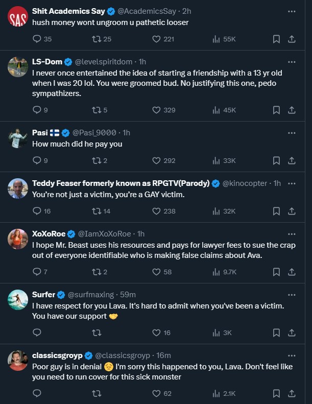BlueSquidComms's tweet photo. I hate when people grandstand but

If lava who is now 20 says they weren't groomed and that it was just edgy jokes, don't say they were paid off by Mr. Beast or that he was "still groomed",

Especially since the original people who exposed this LIED TO LAVA IN THE FIRST PLACE https://t.co/EDiX2uQ2BX