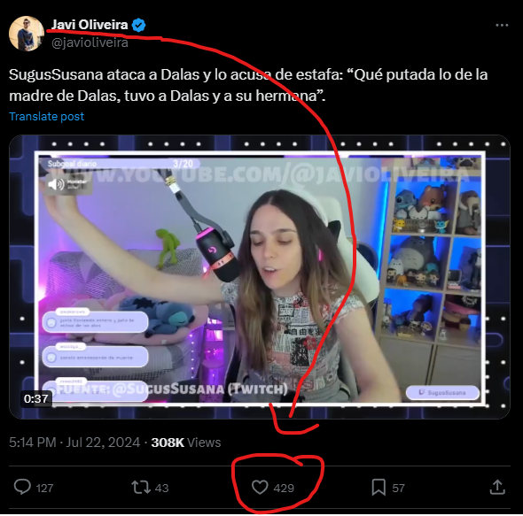 criogenizado_'s tweet photo. Acompañadme en esta triste historia. Javi en su afán de defender a Dalas intentando intimidar a SugusSusana con un tweet, ha quedado como un meme. 400 likes vs 6200. Nadie les tiene miedo ya a estos 2 Bullys. Dalas y Javi Oliveira son dinosaurios a las puertas de la extinción. https://t.co/V1tQl3fOVk