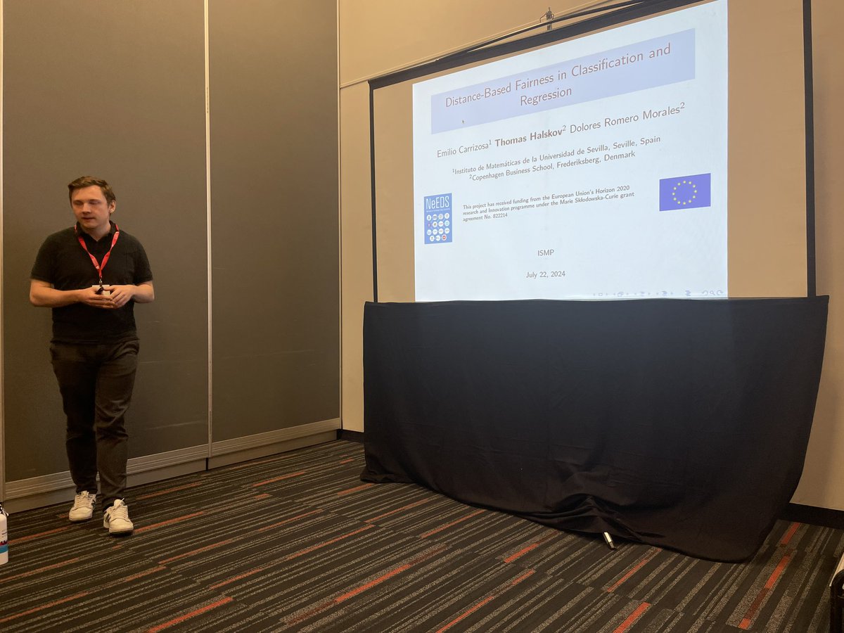 DoloresRomeroM's tweet image. First session of the cluster on Machine Learning and Discrete Optimization at #ISMP2024 ! 

Monday, July 22, 2024 14:00 - 16:00 — Parallel Session
MB248 — Distance Optimization in Data Science
Chair: Emilio Carrizosa
Location: 513F

🙏🙏🙏🙏