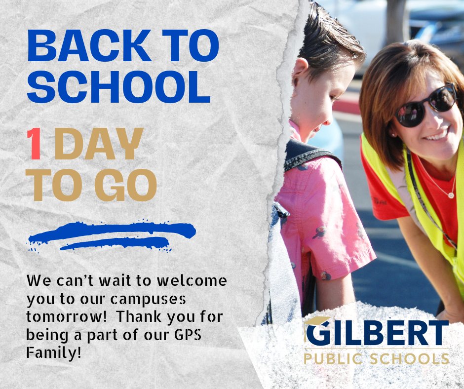 GPS_District's tweet image. Back To School With GPS: We can’t wait to welcome you to our campuses tomorrow!  Thank you for being a part of our GPS Family!

#backtoschoolwithgps #connectcreatecare #gilbertpublicschools