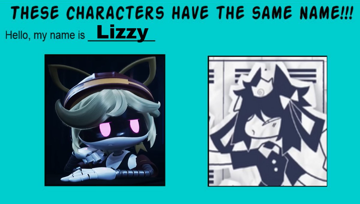 kimorahsmith679's tweet photo. These Characters Have The Same Name: Lizzy
——
🏷 Tags: #smg4 #glitchproductions #liamvickers #murderdrones #md #lizzy #murderdroneslizzy #lizzymurderdrones #fundamentalpapereducation #fpe #fpelizzy #lizzyfpe #meme #memes #crossover #crossovers #crossoverau #samename https://t.co/Lc2PR9PL9A