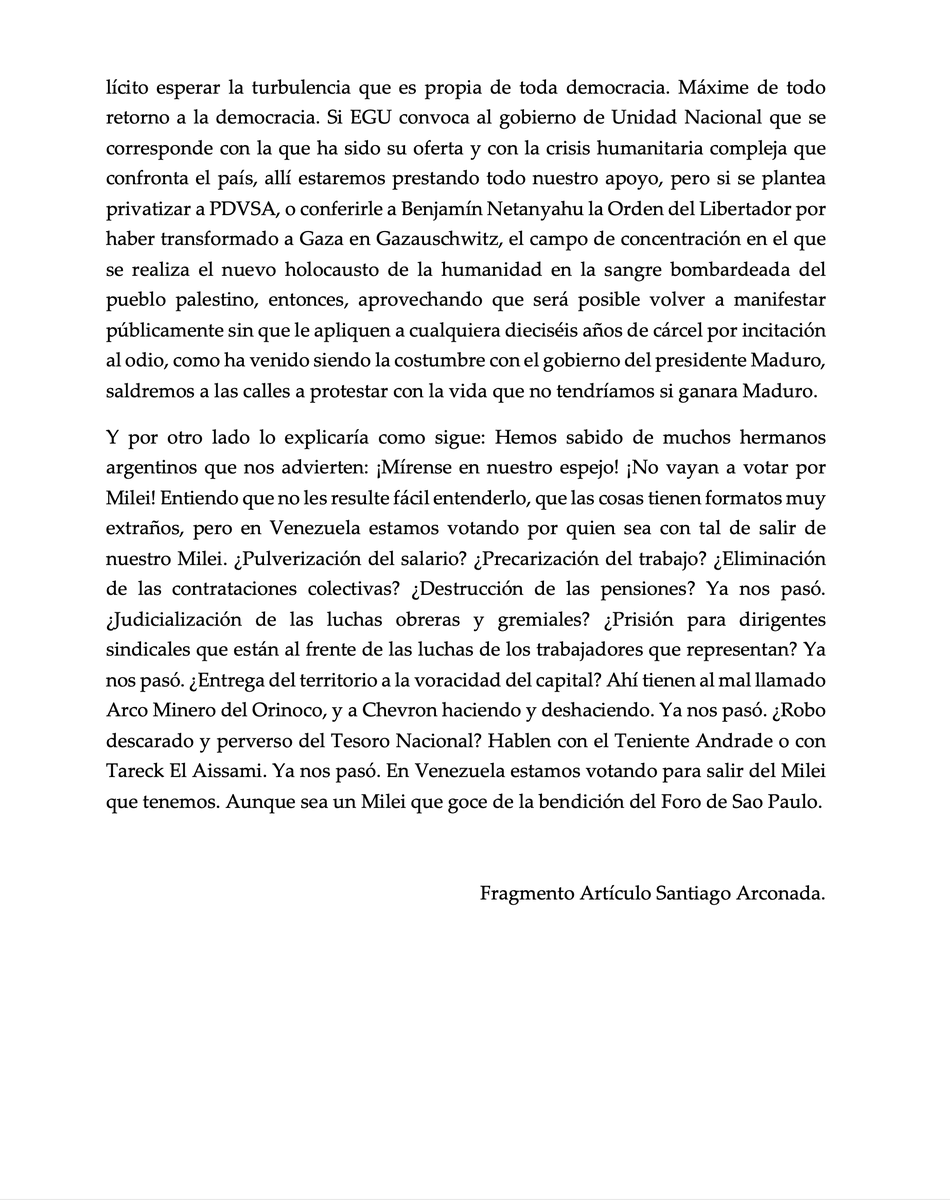monchogutierrez's tweet photo. @LaDivinaDiva Fragmento de la posición de Santiago Arconada, responde que representan estas elecciones hoy. https://t.co/RjNlqrdT19
