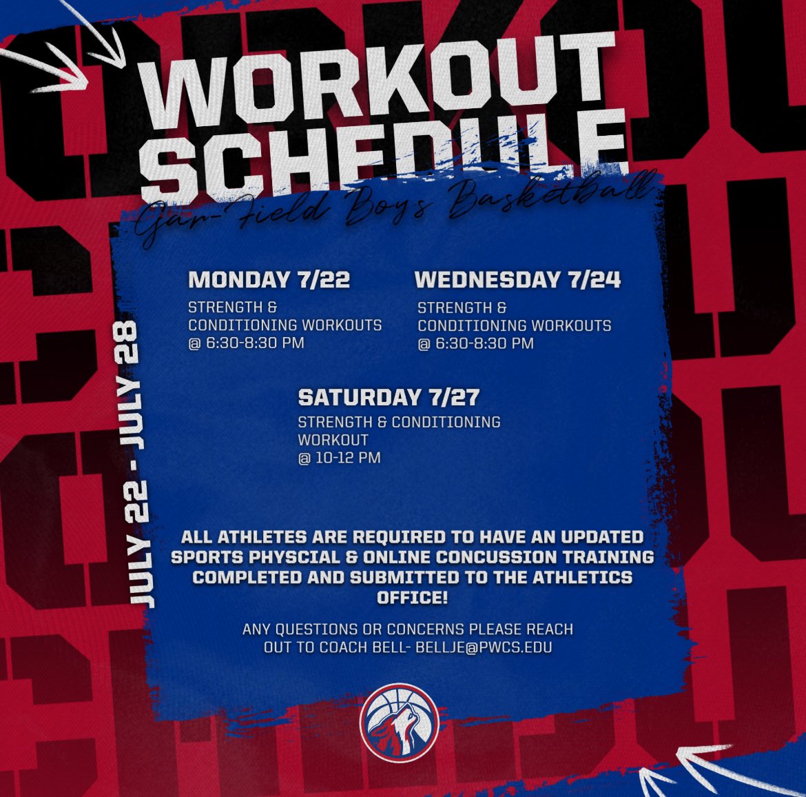 GFHSBoysBball's tweet image. Workout schedule for the week! All returners &amp;amp; newcomers lock in now! #seasonstartsnow #GFStrong