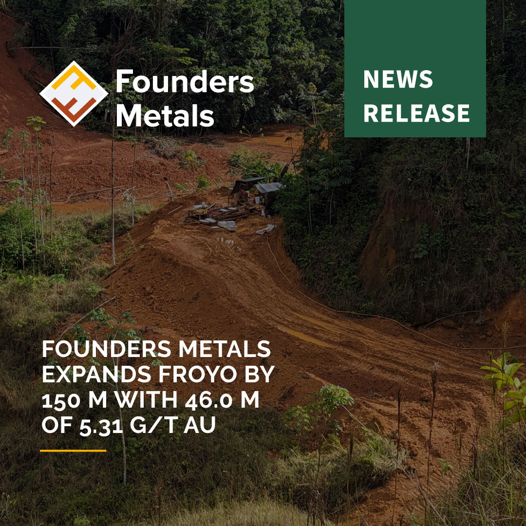 FoundersMetals's tweet photo. Founders Metals is excited to announce the expansion of the Froyo Gold Zone by 150 m with 46.0 m of 5.31 g/t Au. Click the link below for the full news release. #FDR #FDMIF #gold #Founders #exploration
https://t.co/gudKsY8BYs https://t.co/yVvdjmdMa9