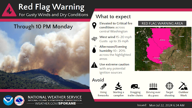 EcologyWA's tweet photo. Wildfire weather conditions are critical across WA. The Pioneer Fire is now over 30,000 acres, and dry lightning has sparked multiple new fires. An Air Quality Alert for Chelan County and Methow Valley is still in place. More on the WA Smoke Blog: https://t.co/VGu5lAFPn9 https://t.co/x19sQHj4v9