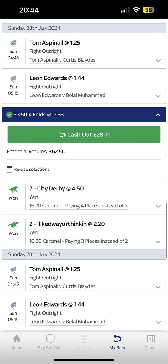 Antepost bet for Saturday + the season; as well as a couple from today waiting on the english boys on saturday to bring home the bacon 🏴󠁧󠁢󠁥󠁮󠁧󠁿 #UFC304 #Ascot