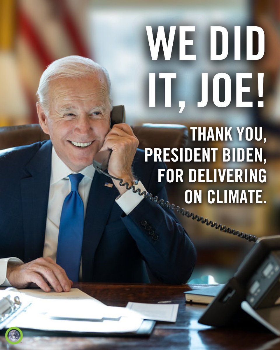 ClimateReality's tweet photo. Rejoining the Paris Agreement, making the biggest climate investment in history, cleaning up our air, creating good jobs, and putting us on the path to a clean energy future. Thank you, @POTUS, for delivering on climate. https://t.co/fuU77Th6Mj
