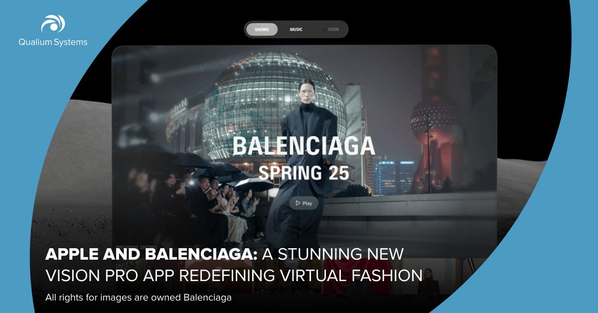 QualiumSystems's tweet photo. Apple has joined forces with Balenciaga to bring a stunning new app experience to the Vision Pro. Users can explore the latest collections, and interact with high-fashion pieces in a fully immersive environment. Read more: https://t.co/YMHfptl98x

#vr #VisionPro #fashion https://t.co/FnHVopqTSR