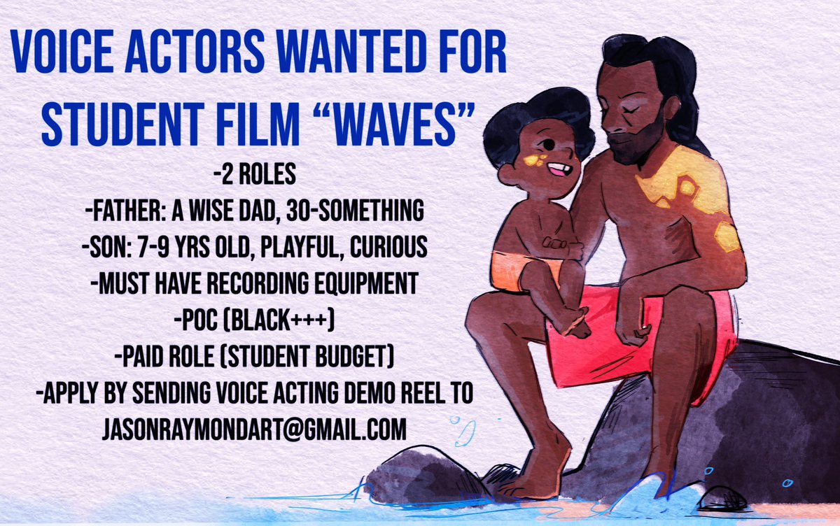 WAVES is looking for voice actors! Please send examples of your voice acting work to Jasonraymondart@gmail.com. Apply Now! Submissions will close once enough applications are received. Paid gig (Student Budget‼️)