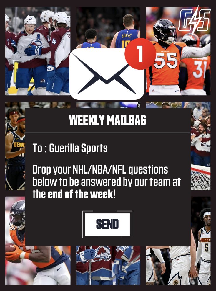 guerillasports's tweet photo. Comment your NHL/NBA/NFL questions to be answered by our Guerilla Sports Team (@jessemontano_ @livmoods @NathanSerious) at the end of the week!
#NHLQuestions #NBAQuestions #NFLQuestions #SportsQandA #SportsTalk #SportsDiscussion #Denver #Colorado #Avalanche #Nuggets #Broncos https://t.co/AnTJKRlK8q