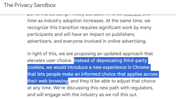 Third-party cookie are staying in Chrome, I cannot f*cking believe it. Google has been misleading everyone for years, making regulators, policymakers and an entire industry think they will soon go away. Year-long deception at its finest, I take off my hat.
privacysandbox.com/intl/en_us/new…