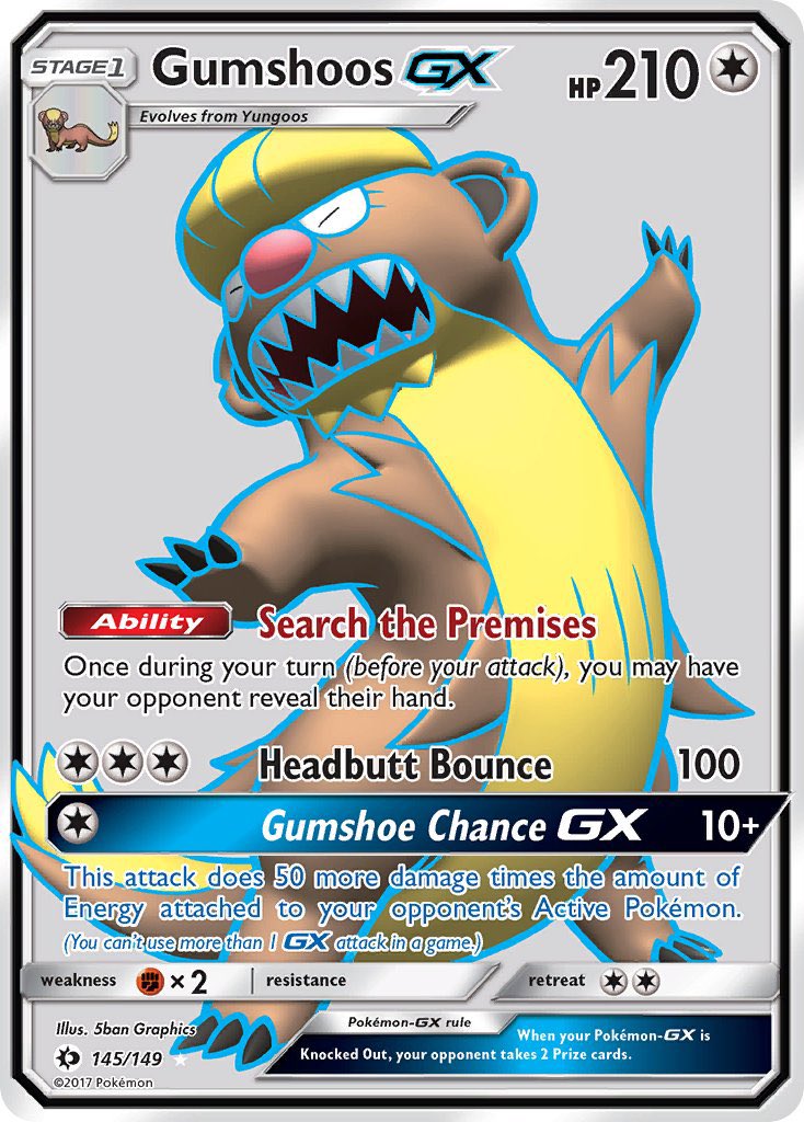manualbison's tweet photo. Pokemon might have the Simpsons beat for predictions:

-looks like Trump
-piece of ear missing
-ability search the premises
-headbutt (bullet) bounce attack
-gum(lost his)shoe
-chance(he survived is crazy) GX

Released in 2017. Wild 😂 https://t.co/SOjtiIYMkK
